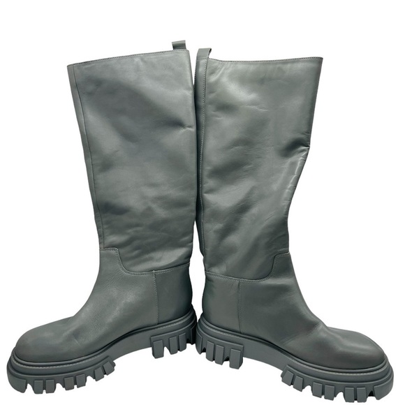 MARC FISHER WOMEN’S BEAUTIFUL TALL GRAY LEATHER PLATFORM MALENA BOOTS SIZE 8.5 - Picture 14 of 15